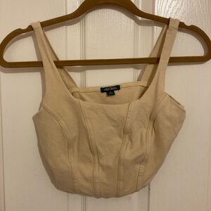 wild fable Cream Square-Neck Cropped Tank Top